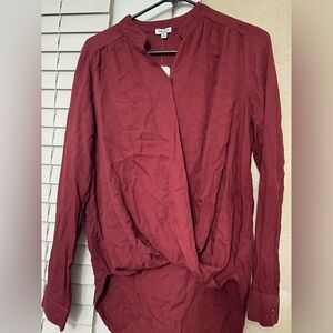 Splendid Deep Red Draped Blouse